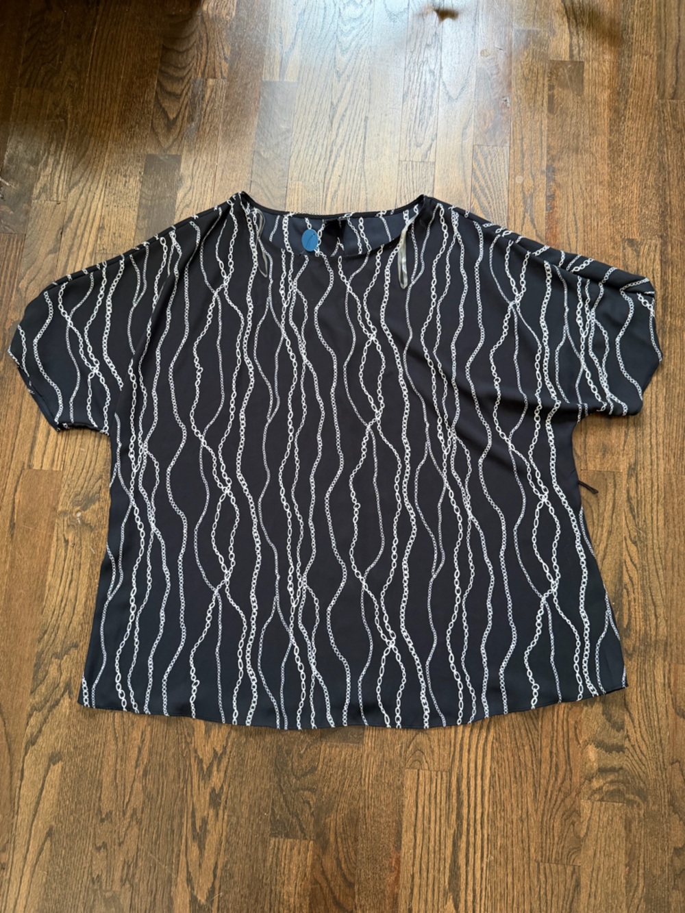 Worthington Black Blouse with White Chain Print